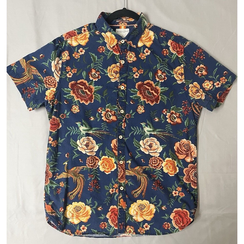 Denim & Flower Ricky Singh Pheonix Flower Button-Up Shirt Men’s M Slim Fit